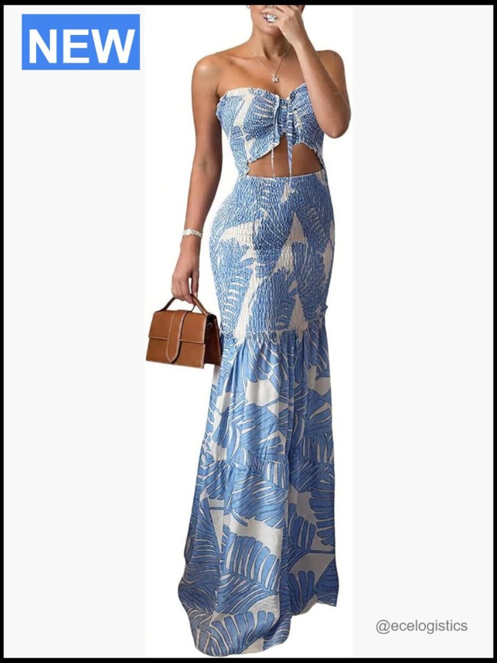 Halter Tie Ruched Mermaid Dress Ruffle Hem Party Wedding Guest Dress